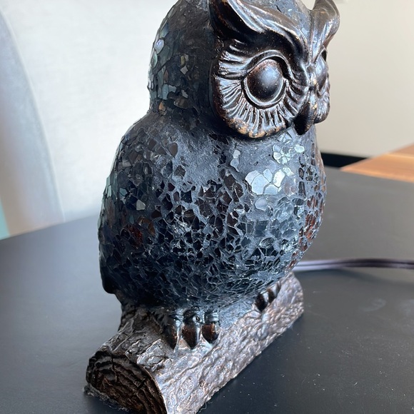 *SOLD*****Vintage Mosaic Crackle Glass Night Owl Table Nightstand Lamp - Picture 5 of 16